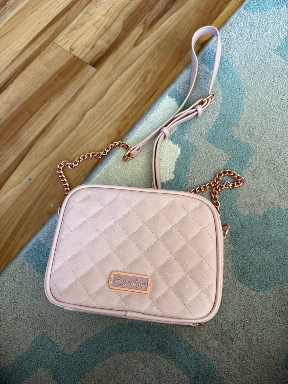 Itzy Ritzy blush, pink Quilted Crossbody diaper Bag